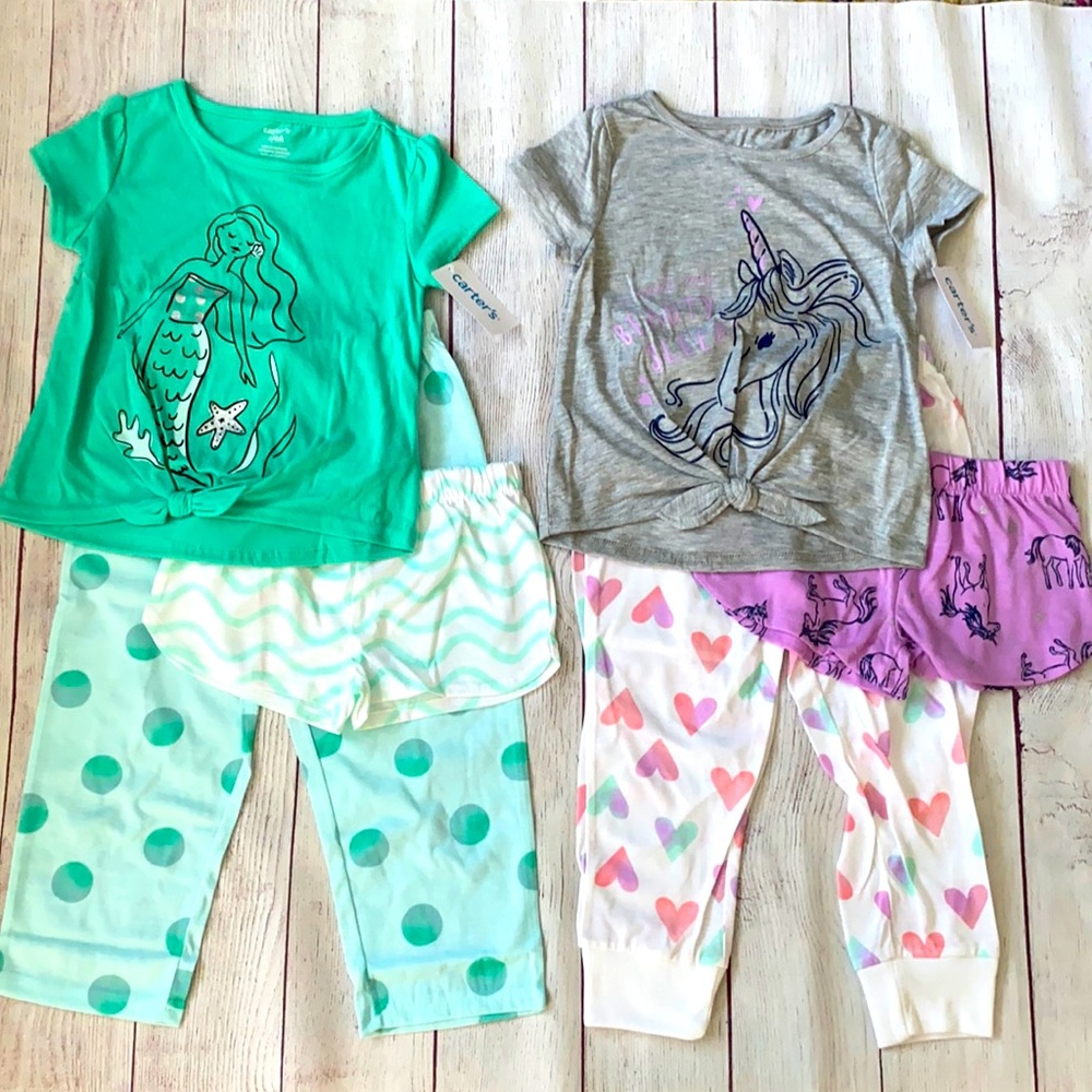 🦄🧜‍♀️NWT Carter’s Girls Pajamas Sets Size 4 or 5 🧜‍♀️🦄